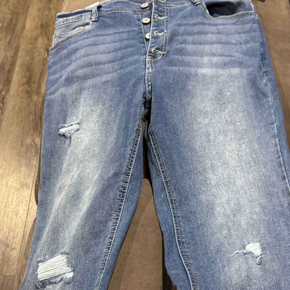 Wallflower Blue Boot Cut Jeans with Distressed Details